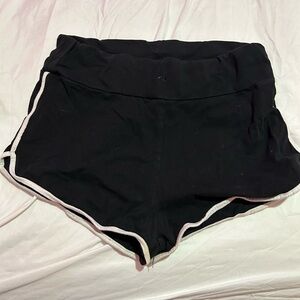 SHEIN Black Athletic Shorts with White Accents